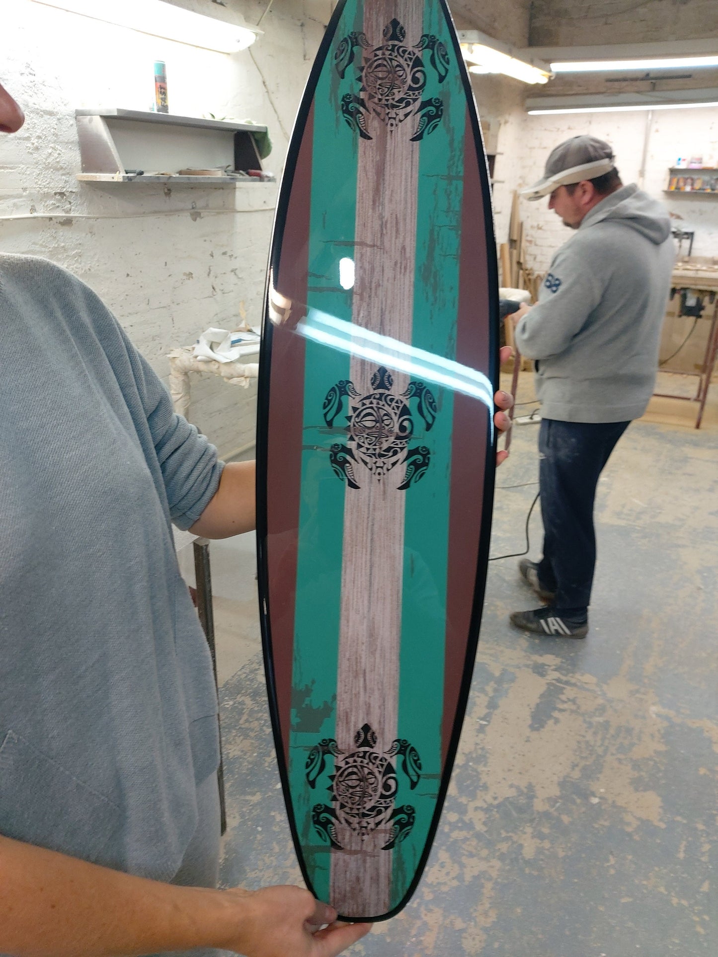 Rustic Surfboard Wall Art with Turtle, Surfers gift, Tropical Decor, Bar Decor, Beach Decor