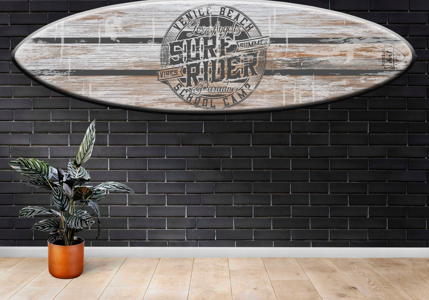 Surfing Board Wall Hanging: Surfboard Wall Sign with Rider Lettering Print for Vibe Decor