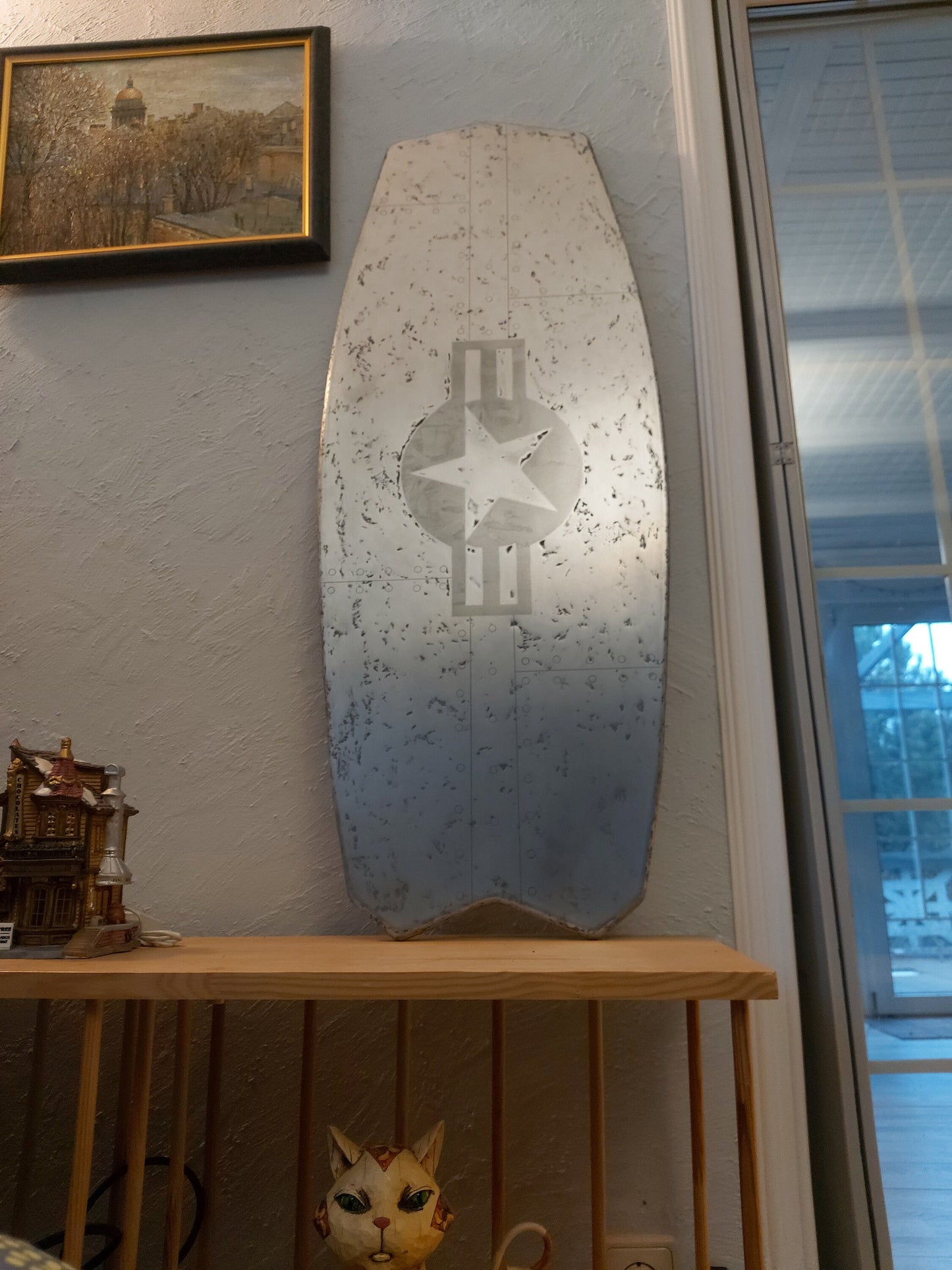 Steampunk-Inspired Kiteboard Table with Star and Rivets Pattern