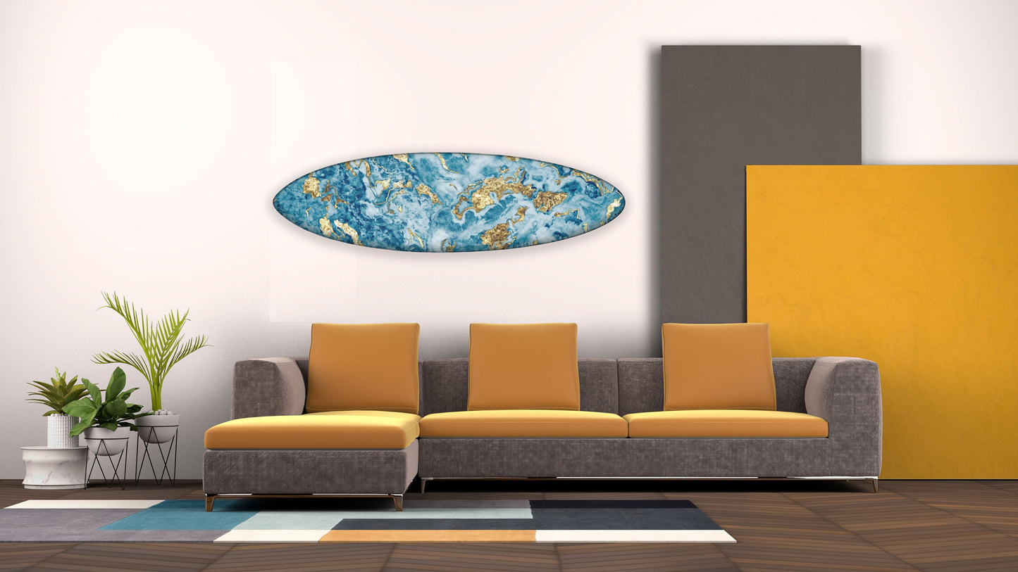 Decorative Blue Marble Effect Surfboard for Wall