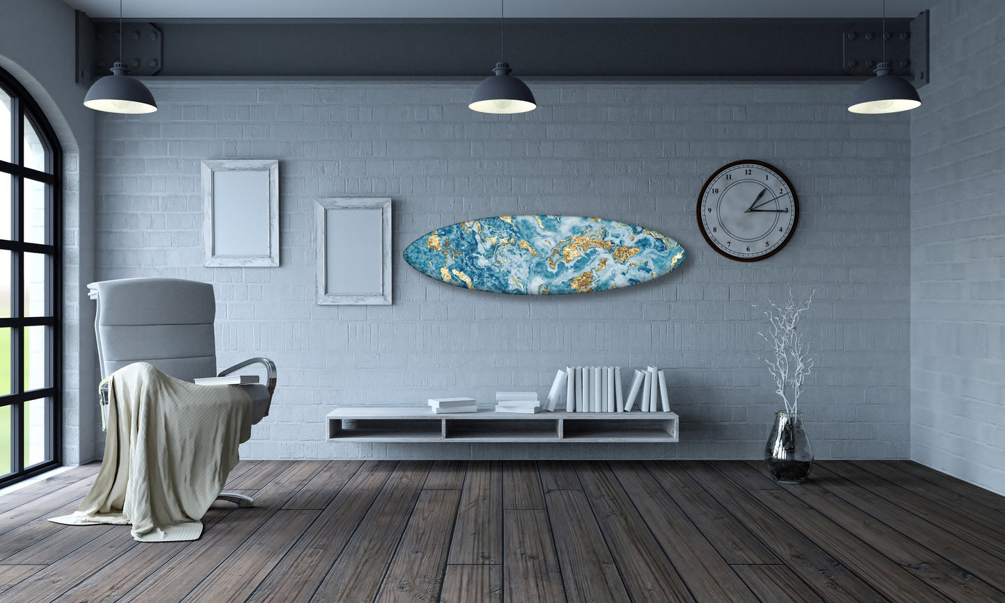 Decorative Blue Marble Effect Surfboard for Wall