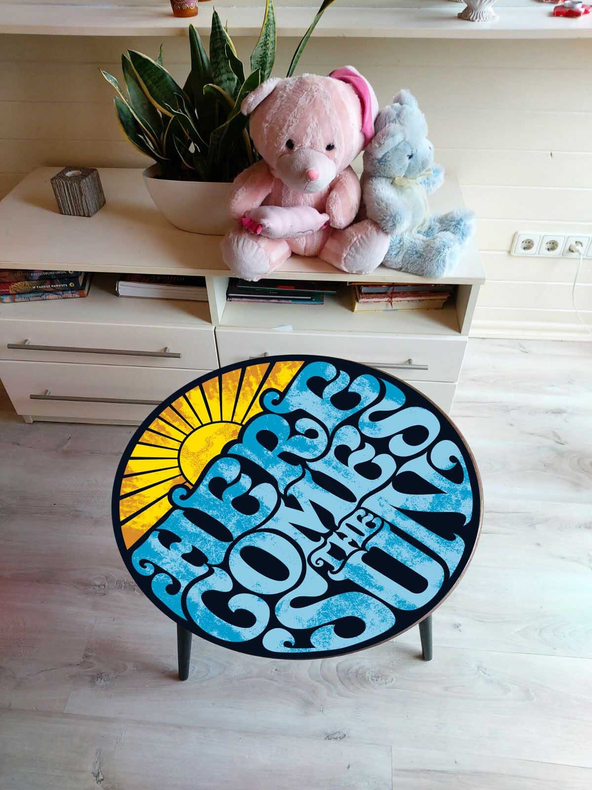 20" Tabletop with text vintage pattern