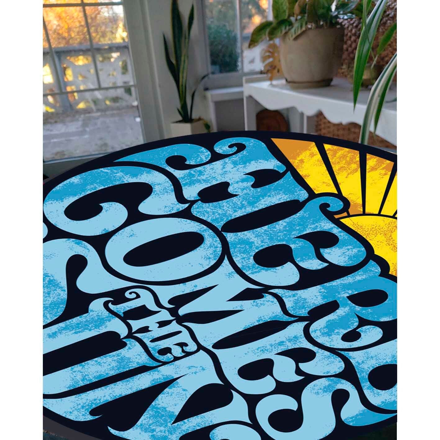20" Tabletop with text vintage pattern