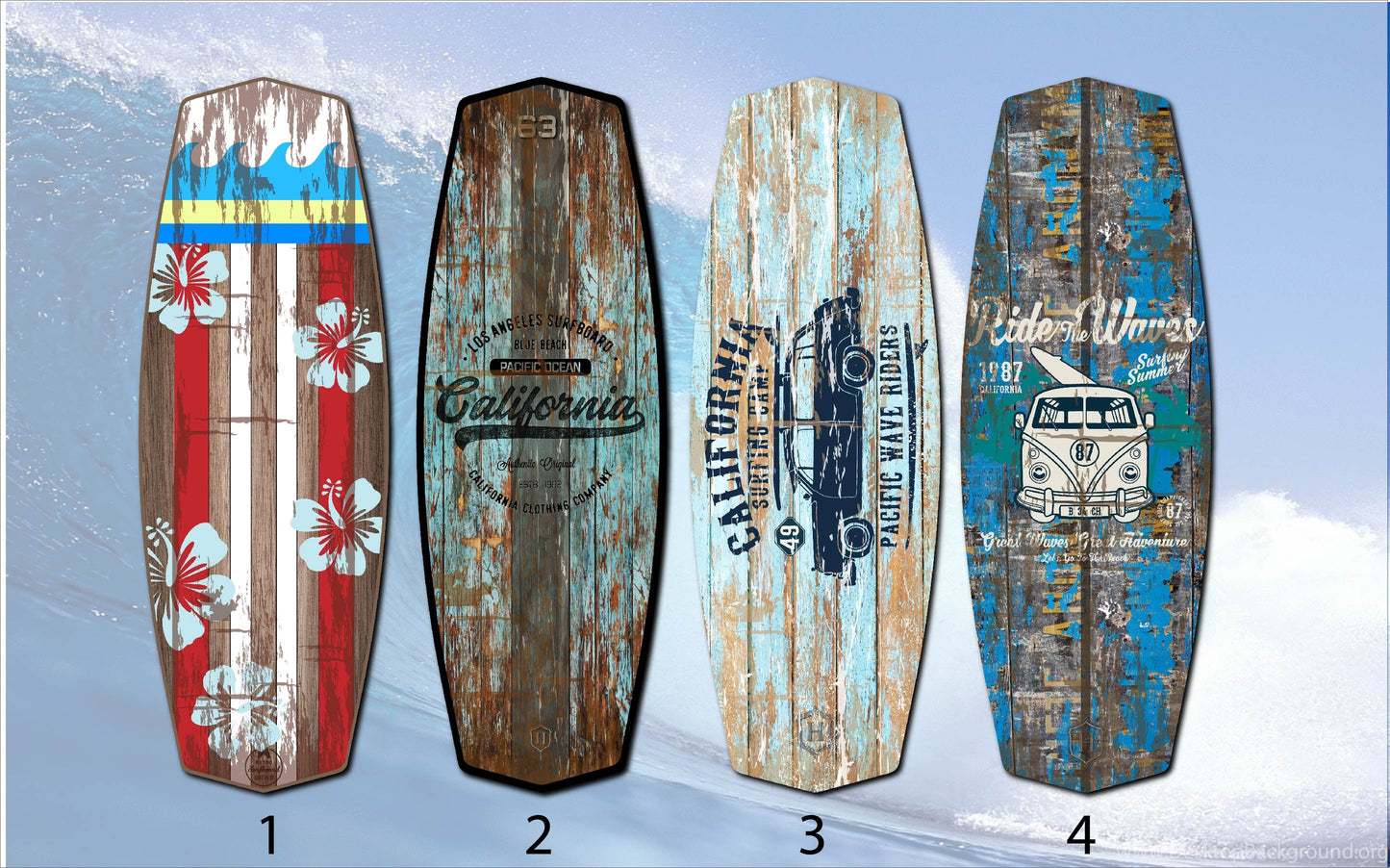 Surfboard Antique Style Wooden Bench in White and Blue Colors: Surf Club “Surfing Camp”