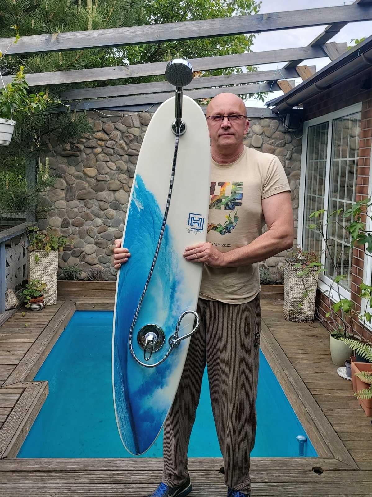 Surfboard Shower Panel - Tropical Lines