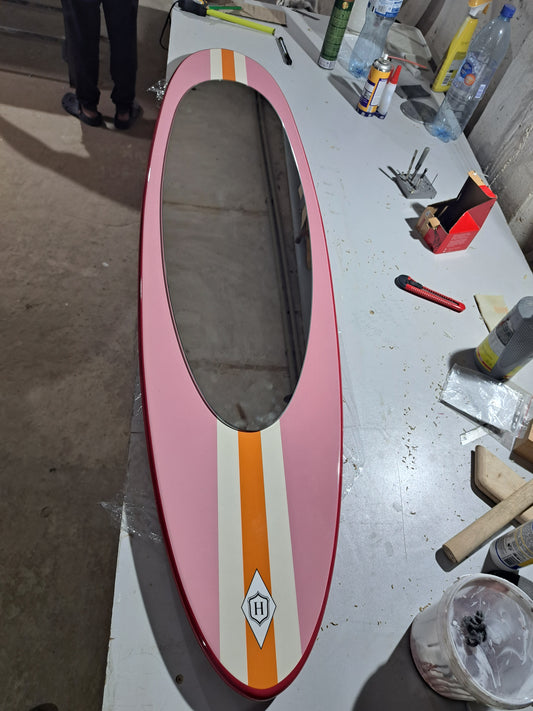 66 inch Pink Surfboard Mirror - Bar Wall Mirror