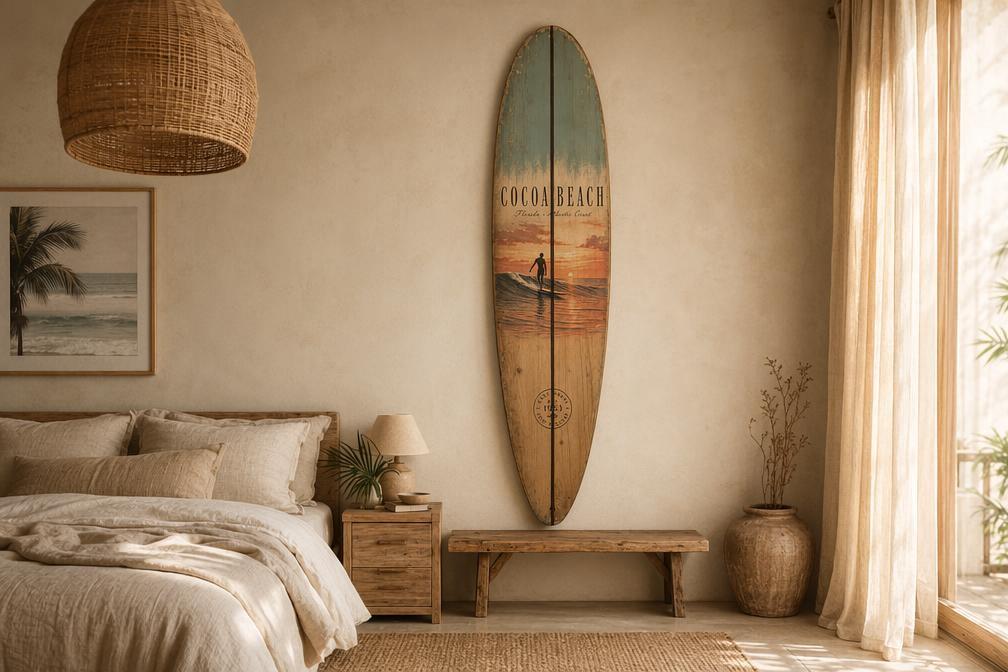 Vintage Surfboard Wall Art - Coastal Interior Design Beach House Wall Decor