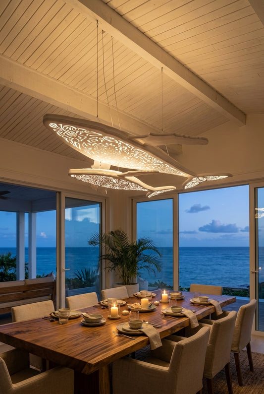 Whale and Calf Sculptural LED Chandelier - Ocean Dining Room Coastal Living Decor