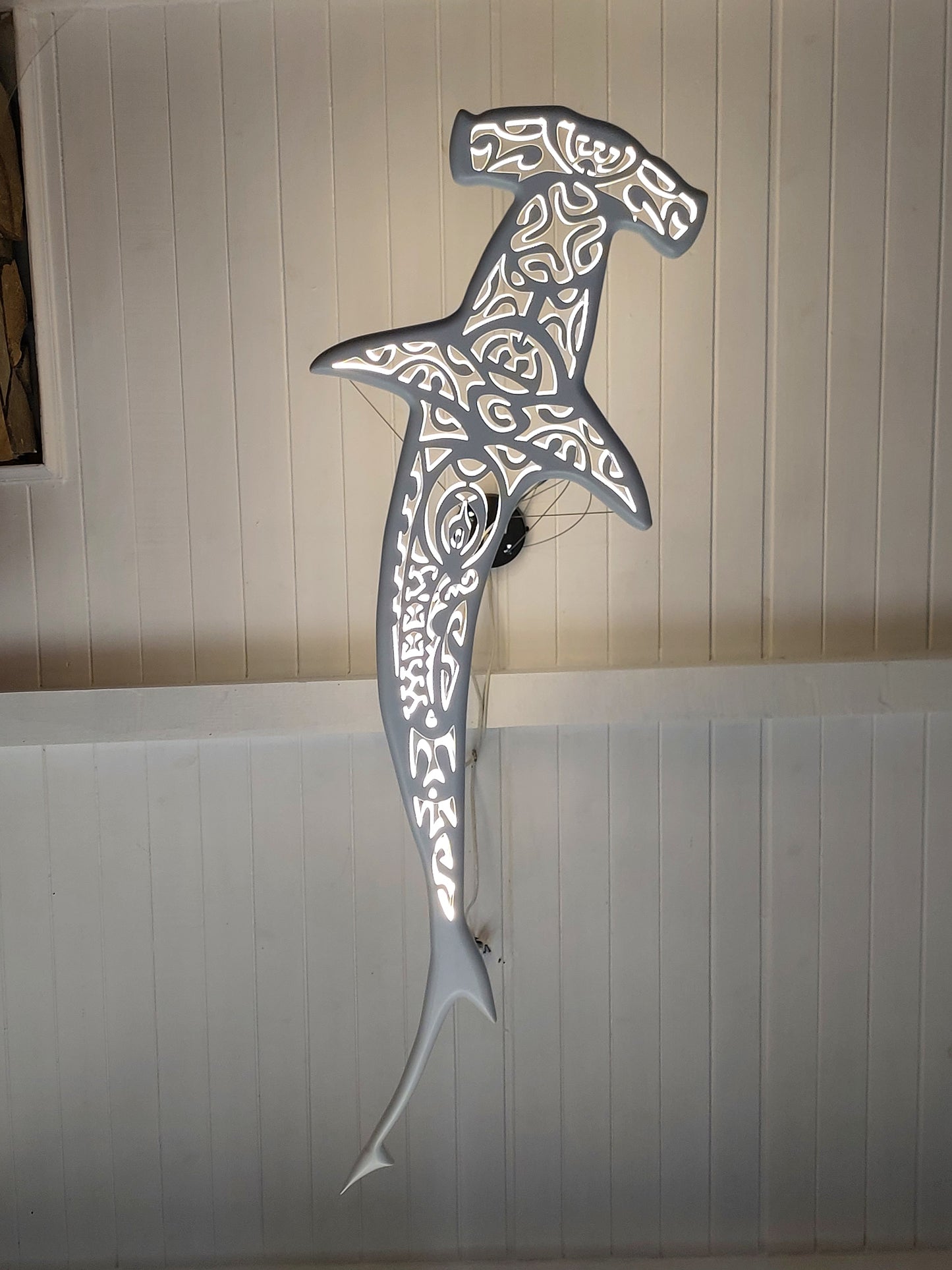 Unique Wooden Shark Hammer Ceiling Chandelier: Nautical Home Decor