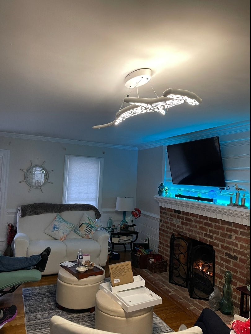 39 inch Unique Shark Hammer and turtle Ceiling Chandelier: Nautical Home Decor