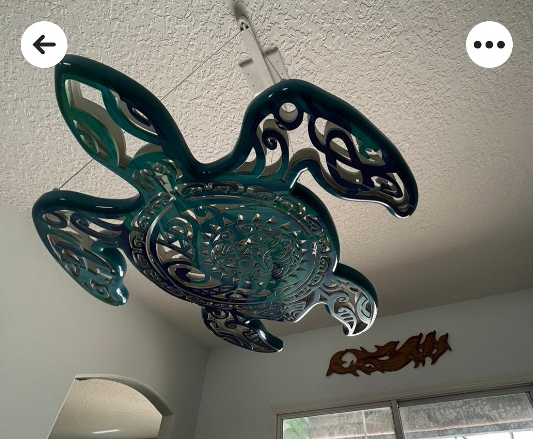 Unique 39 inches Turtle Ceiling Chandelier: LED Wall Lamp in Maori Surf Style