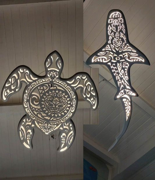 39 inch Unique Shark Hammer and turtle Ceiling Chandelier: Nautical Home Decor