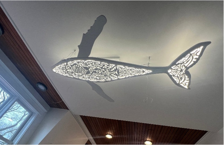 Handcrafted Whale Ceiling Chandelier: LED Wall Lamp for Beach Coastal