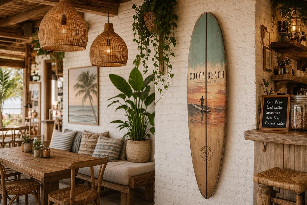 Vintage Surfboard Wall Art - Coastal Interior Design Beach House Wall Decor