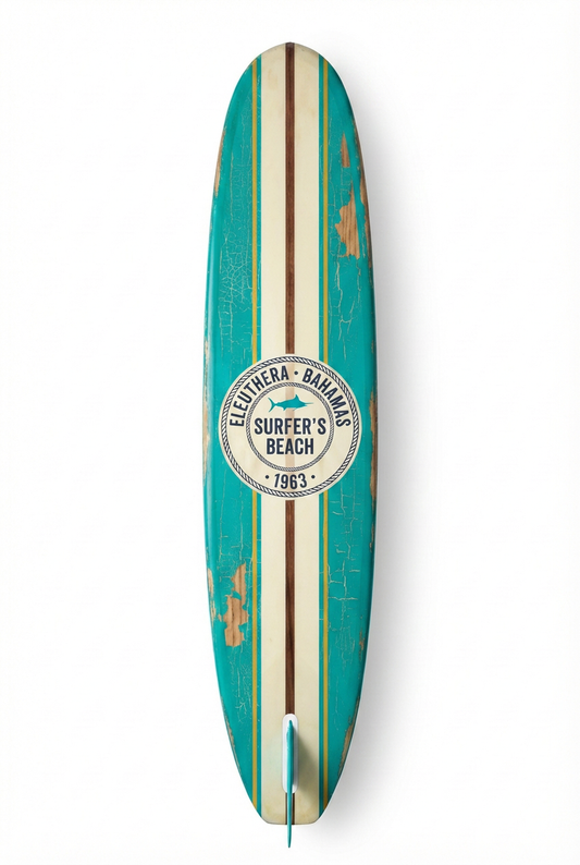 Vintage Surf Decor – Surfer's Beach · Eleuthera Board, Eleuthera, Bahamas (WSH Series)