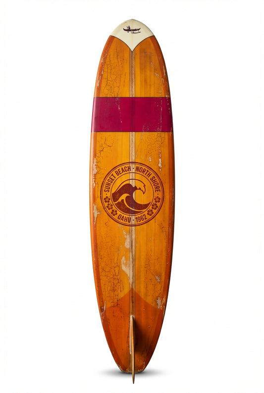 Vintage Surf Decor – Sunset Beach Board, North Shore, Oahu (WSH Series)