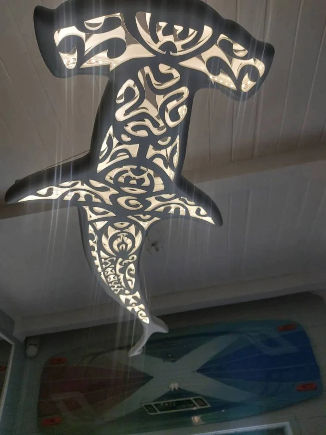 39 inch Unique Shark Hammer and turtle Ceiling Chandelier: Nautical Home Decor