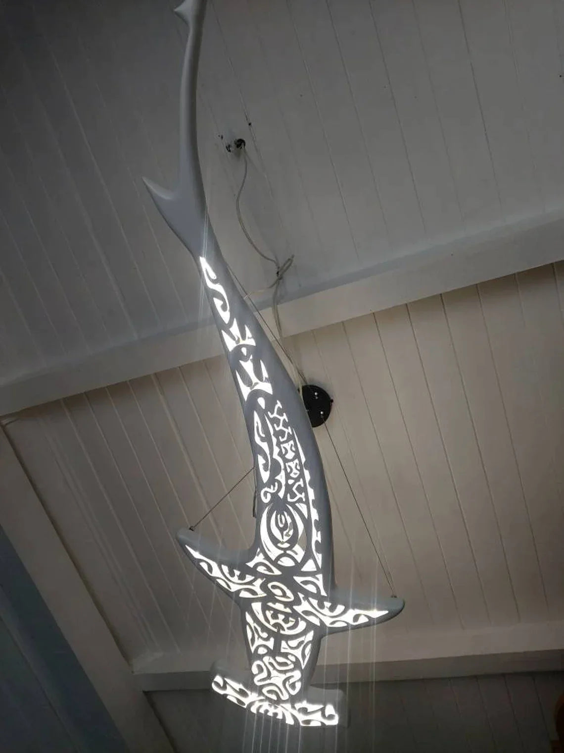 39 inch Unique Shark Hammer and turtle Ceiling Chandelier: Nautical Home Decor