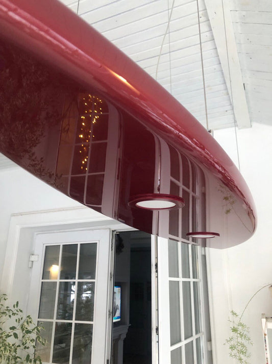 50 inch Red Metallic Surfboard Shaped Ceiling Chandelier - Pool Billiard Table Light