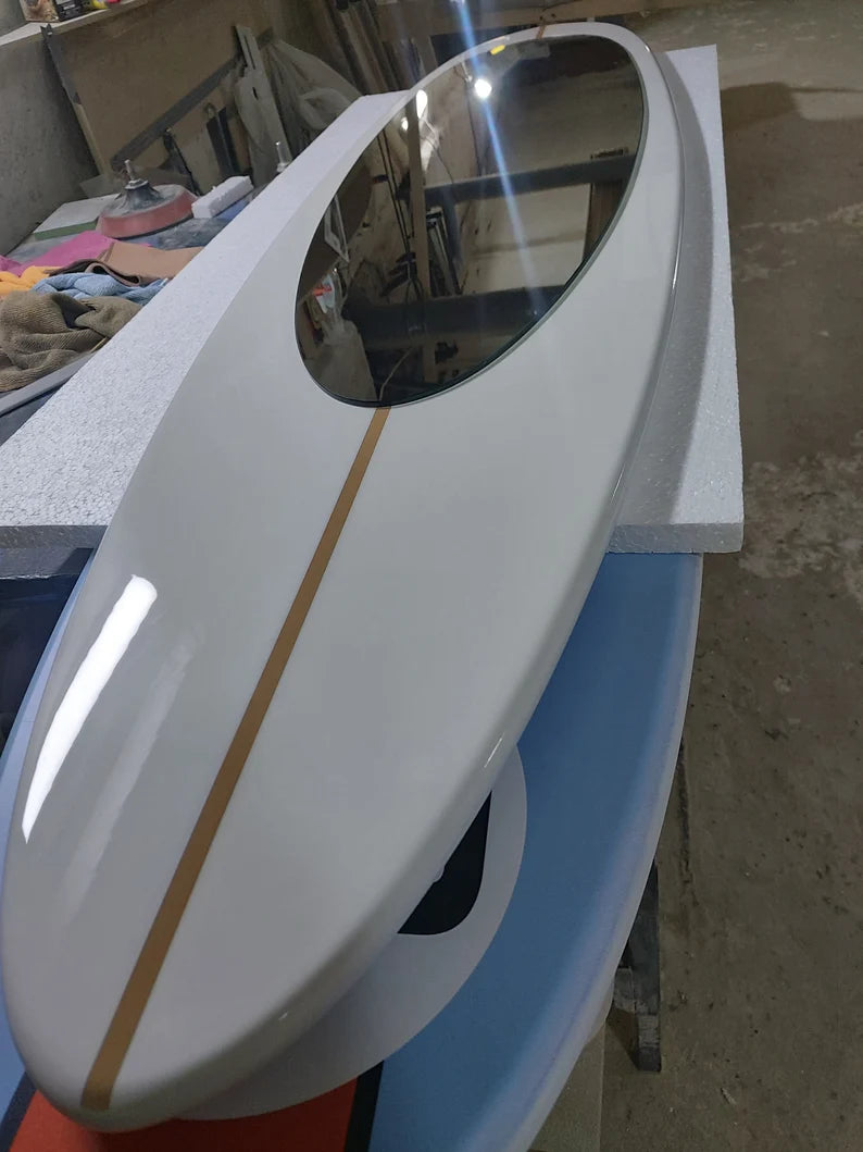 Large Wall Mirror in Wooden Surfboard Shaped Frame