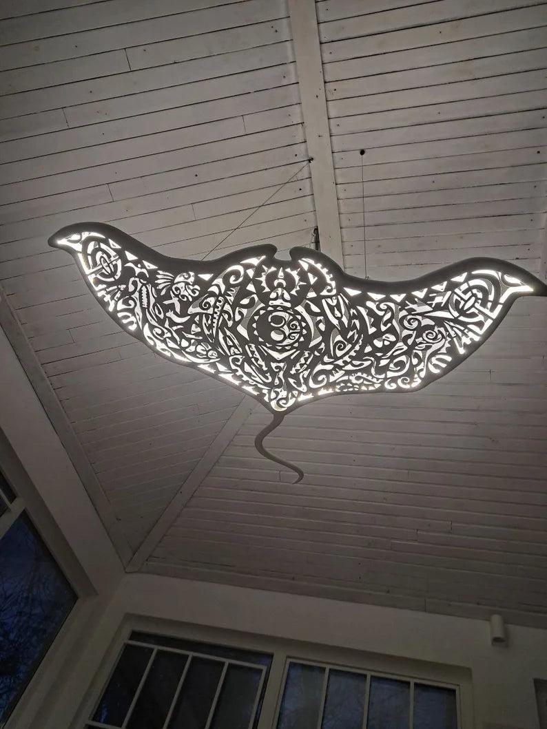 Unique Manta Ray Ceiling Chandelier: Nautical Home Room Decor