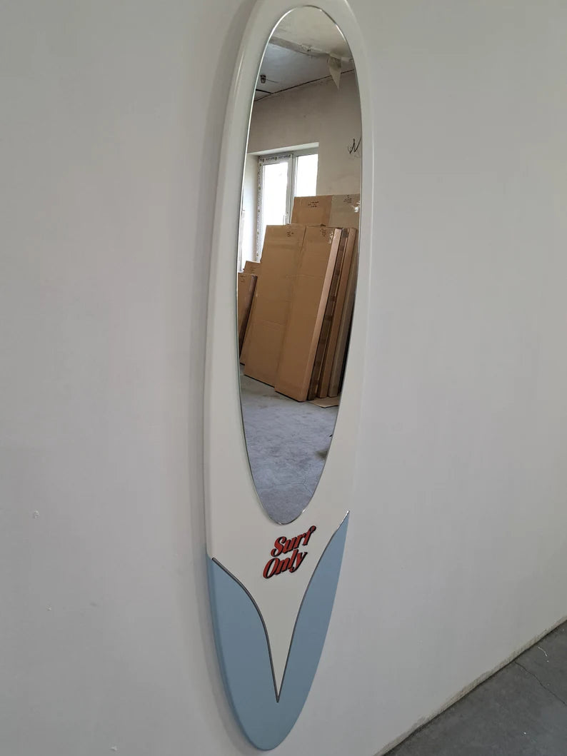 Large Wall Mirror in the Shape of a Surfboard "Surfers Bus"