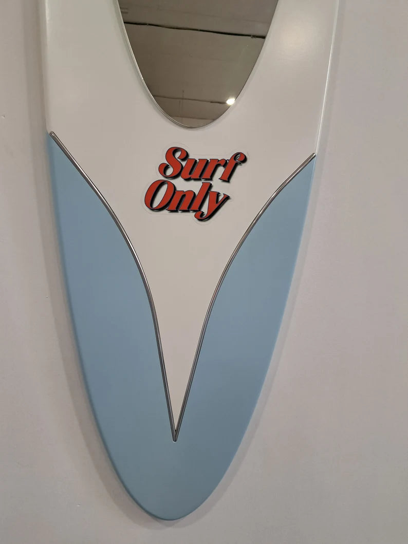 Large Wall Mirror in the Shape of a Surfboard "Surfers Bus"