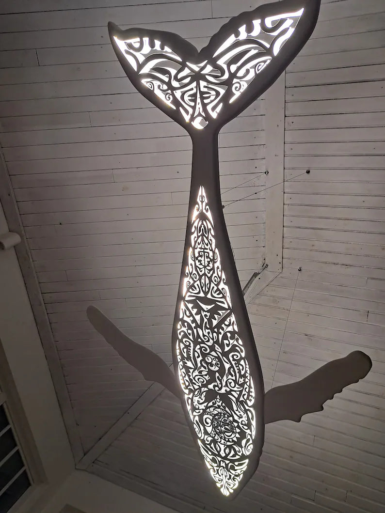 200 cm Handcrafted Whale Ceiling Chandelier: LED Wall Lamp for Beach Coastal
