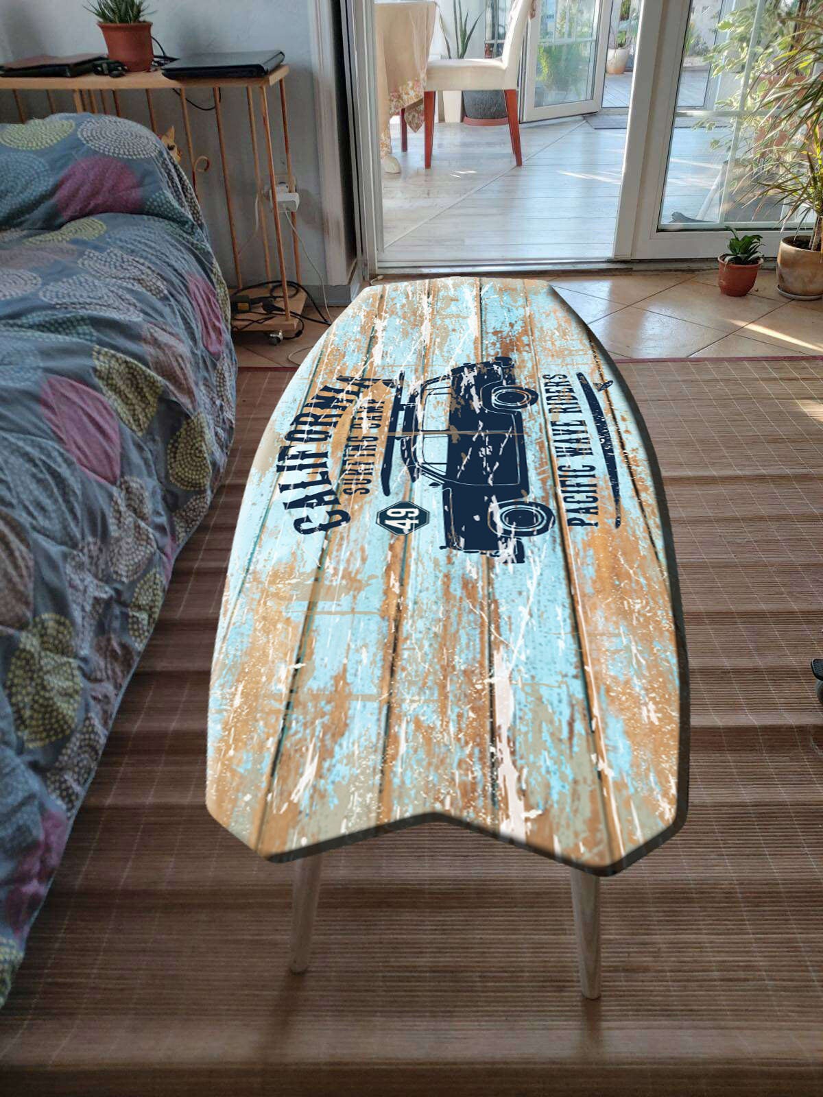 Surfboard Coffee Table ( metal legs-31 inches )