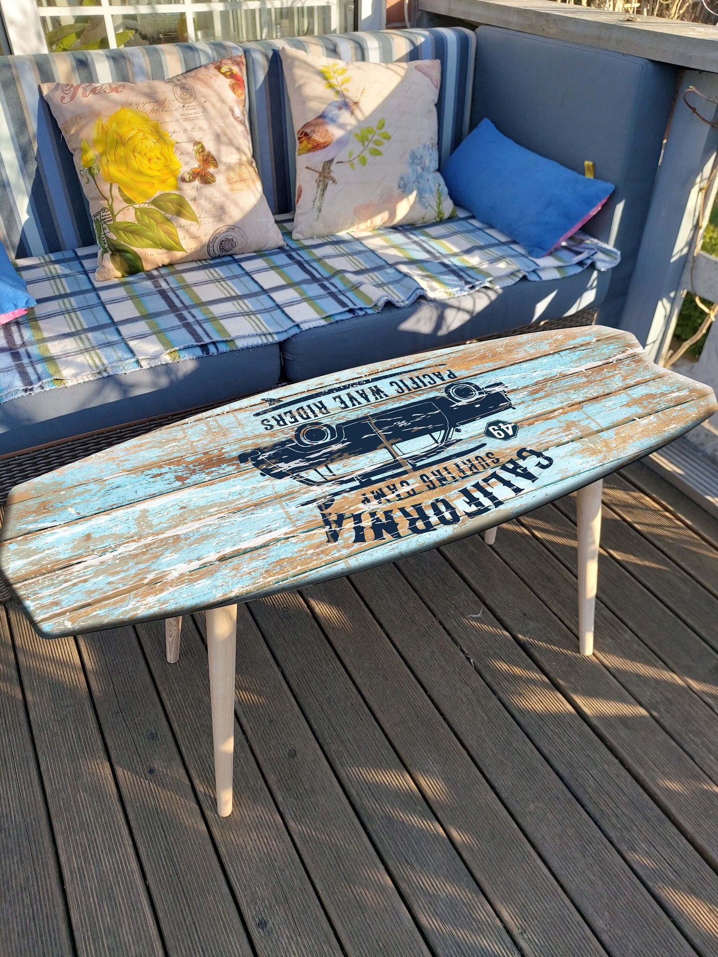 Surfboard Coffee Table ( metal legs-31 inches )