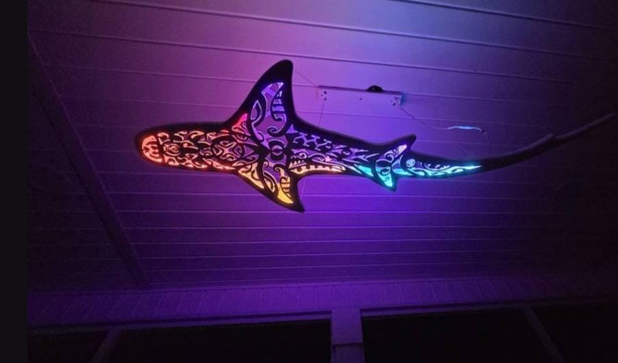 Handcrafted Shark LED Ceiling Light – 50" Ocean Chandelier for Coastal Interiors