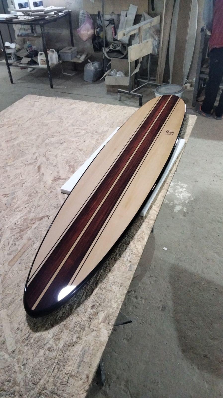 Surfboard Shower Panel – Pink Retro Stripe Design