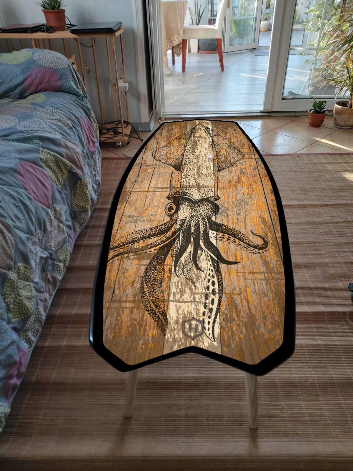 Squid Surfboard Coffee Table: Beach Bar Decor