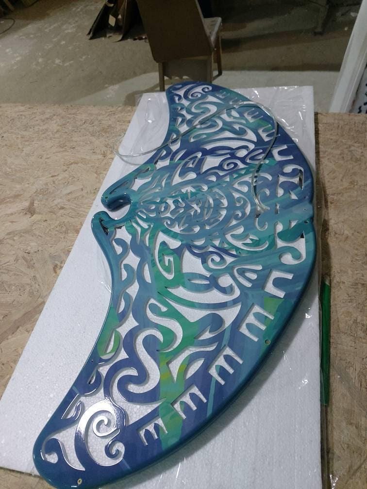 Manta ray ceiling chandelier in Maori surf style