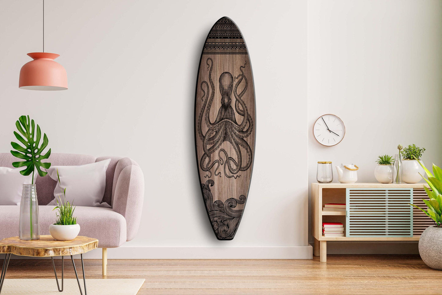 Octopus Surfboard Wall Art – Nautical Indoor/Outdoor Surf Decor