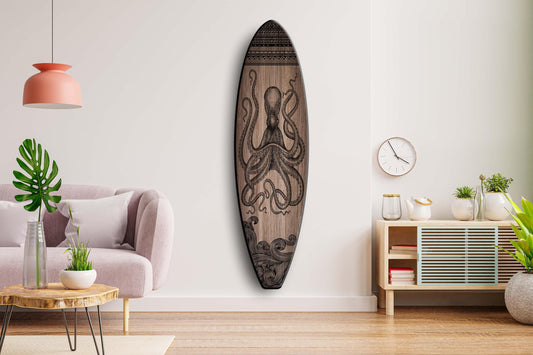 Octopus Surfboard Wall Art – Nautical Indoor/Outdoor Surf Decor