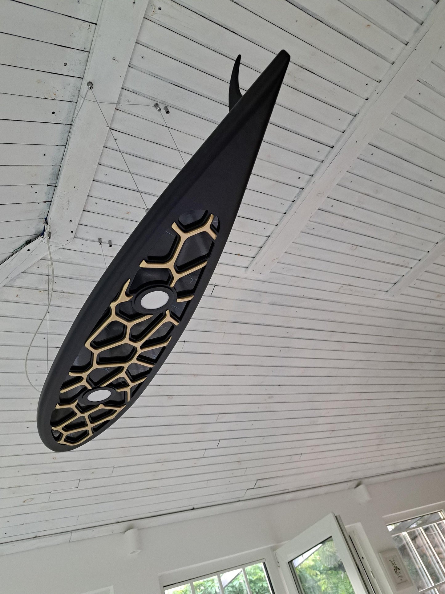 Surfboard shaped ceiling chandelier, a ceiling lamp for billiards