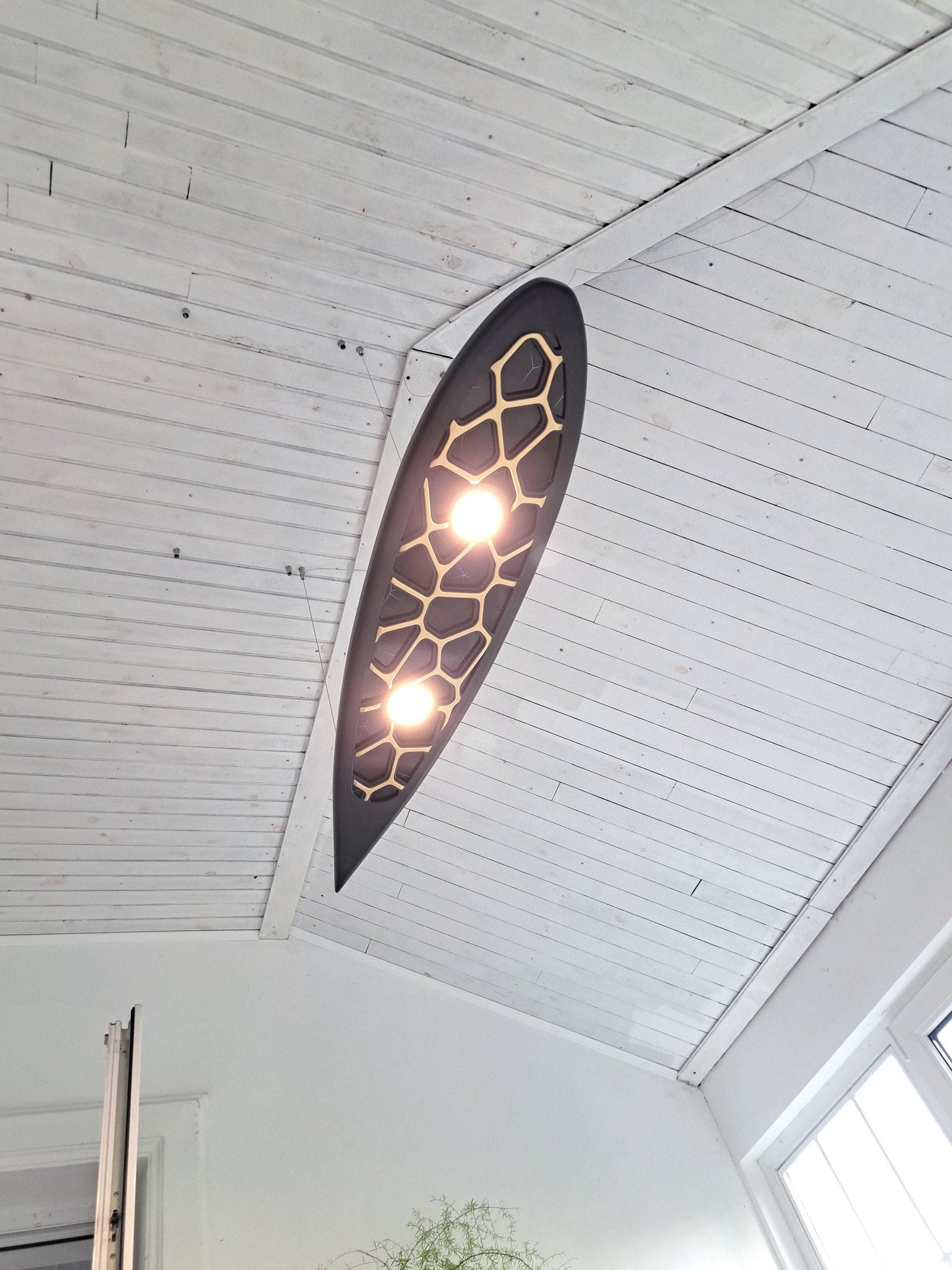 Surfboard shaped ceiling chandelier, a ceiling lamp for billiards