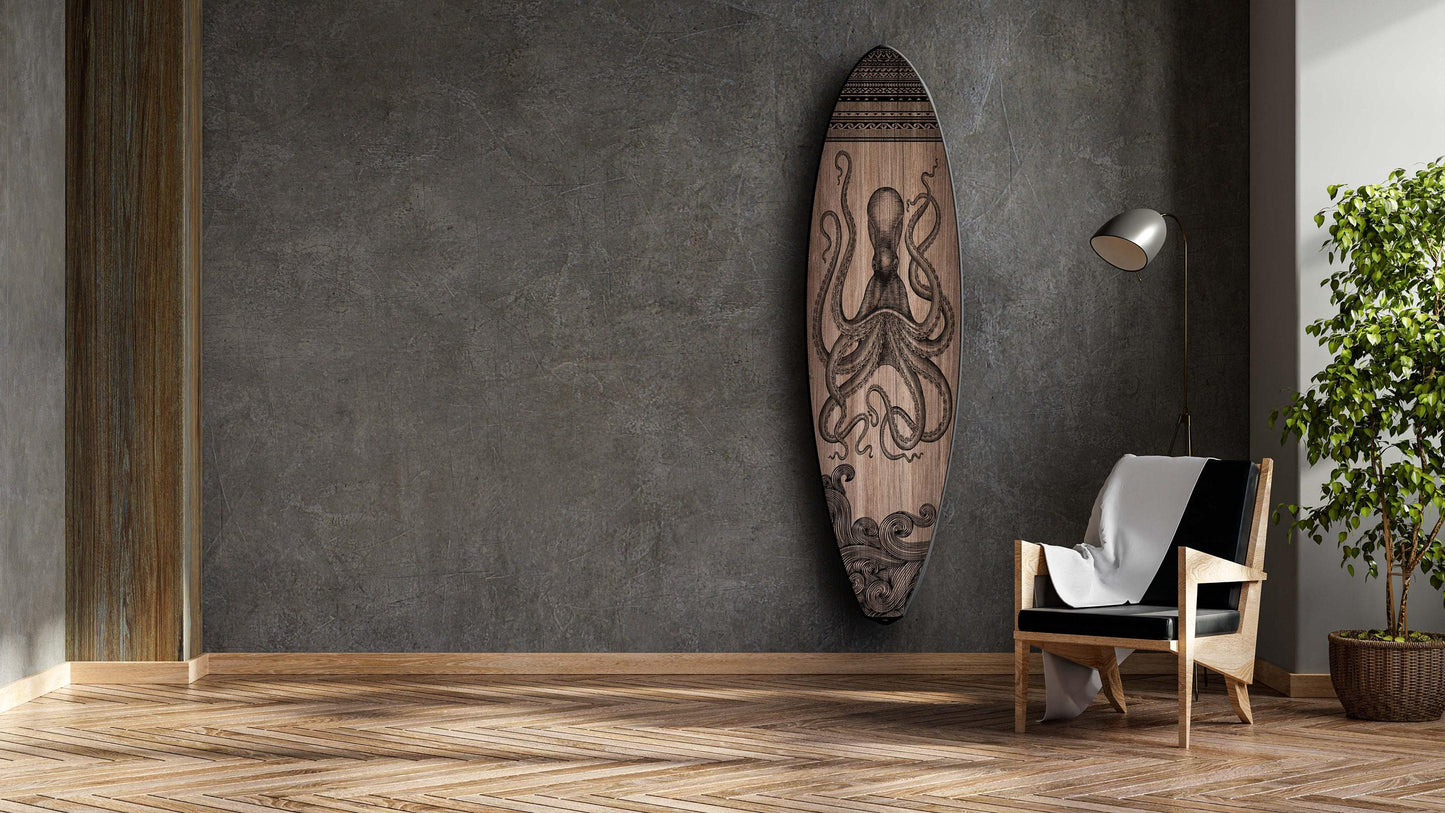 Octopus Surfboard Wall Art – Nautical Indoor/Outdoor Surf Decor