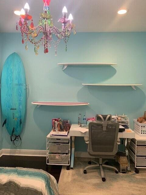 Half surfboard wooden wall pendants for teenager's room decoration ( model NOELLE )