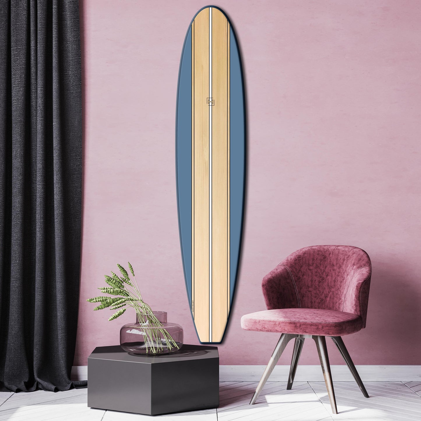 Wood Surfboard Wall Art: Tropical Beach Bar Decor, 40 Inch