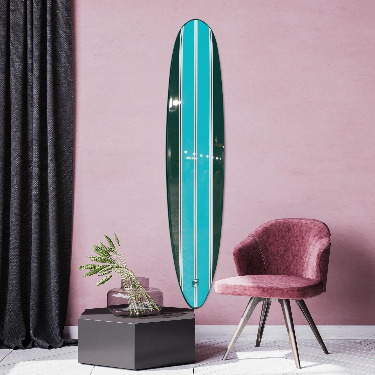 Wood Surfboard Wall Art: Tropical Beach Bar Decor, 40 Inch