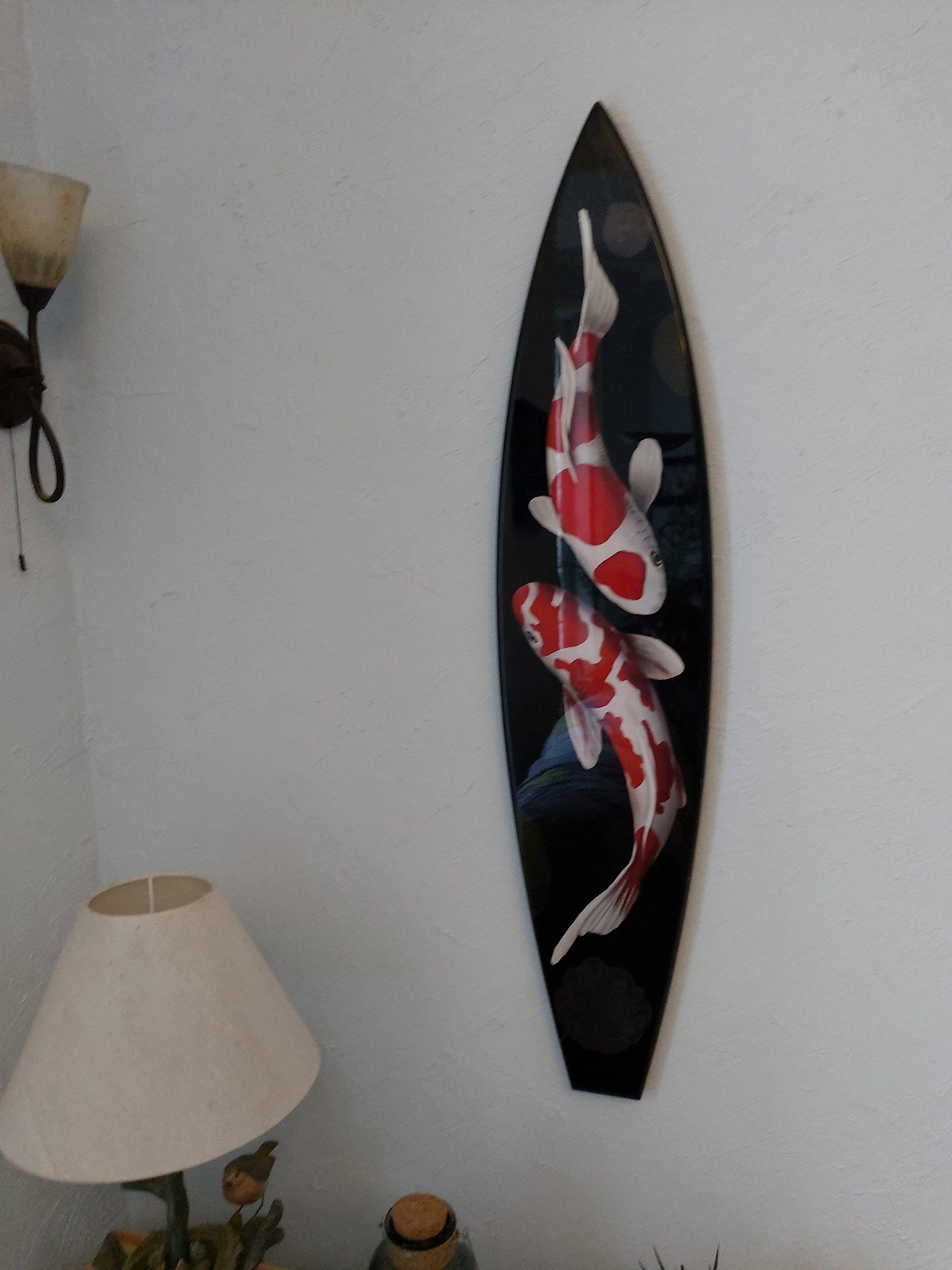 Surfboard wall art with mermaid