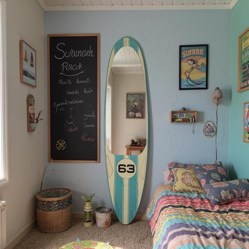 Surfboard Mirror: Race Car Design - Sporty Kids Room Decor