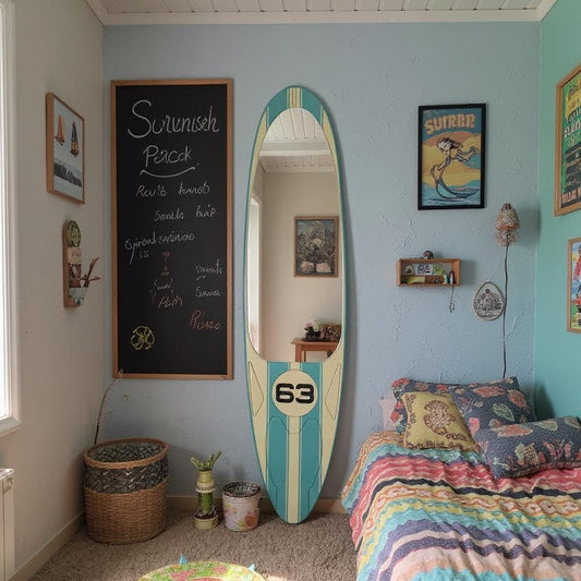 Surfboard Mirror: Race Car Design - Sporty Kids Room Decor