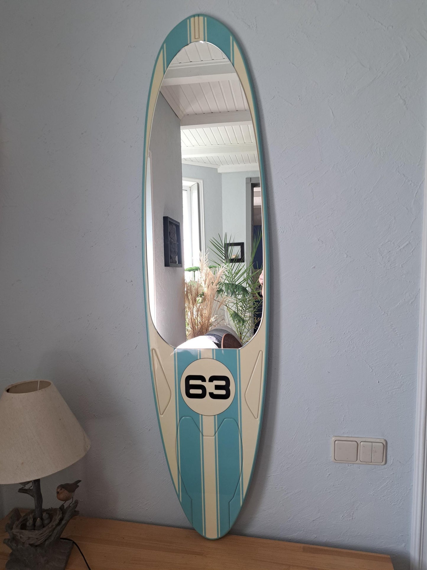 Surfboard Mirror: Race Car Design - Sporty Kids Room Decor