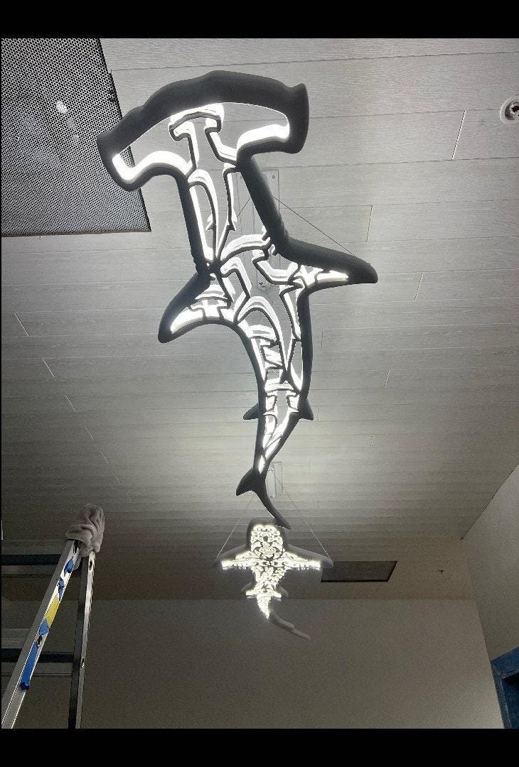 Shark hammer ceiling chandelier (Lecroy)