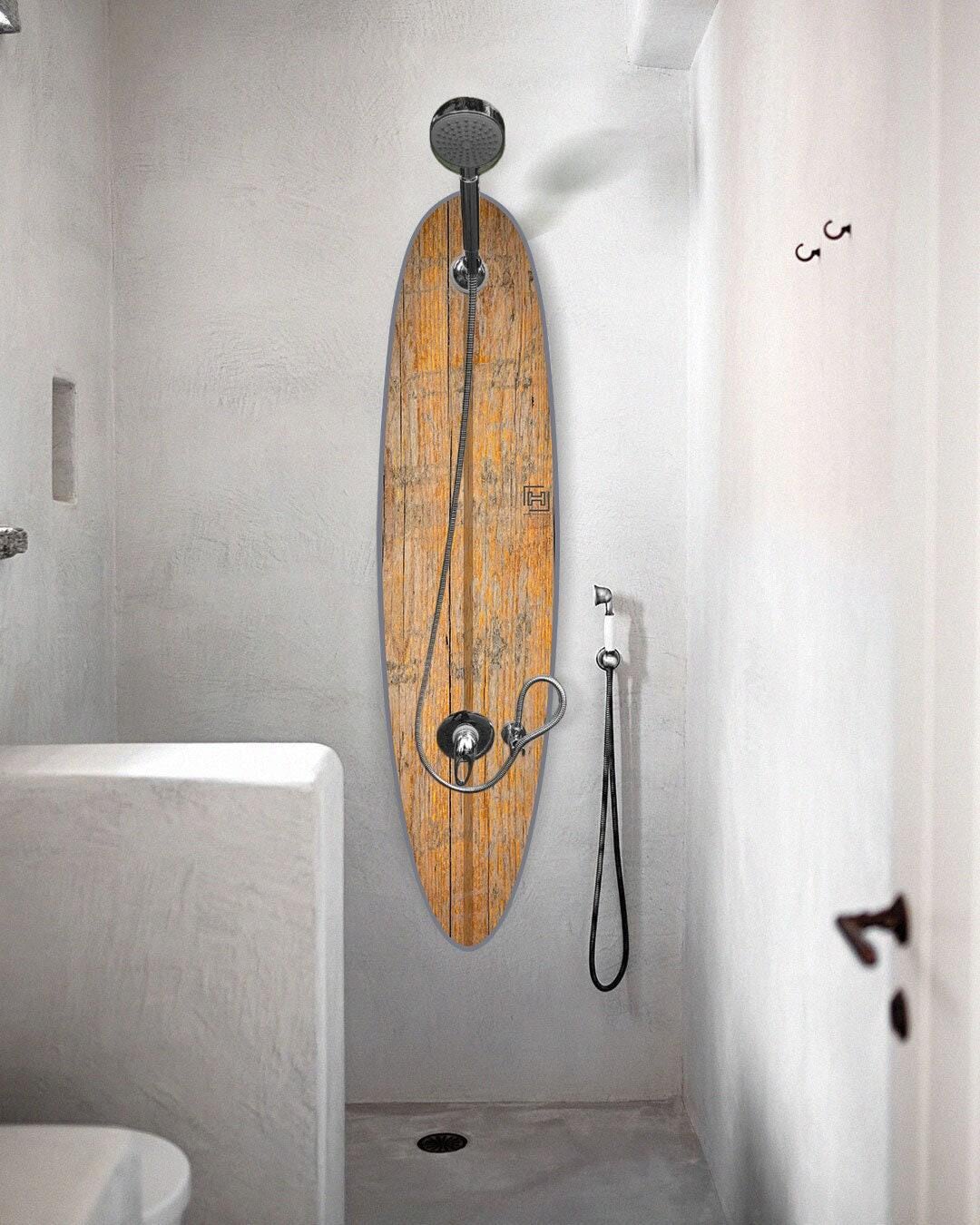 Surfboard Shower Panel – Retro Beach Design