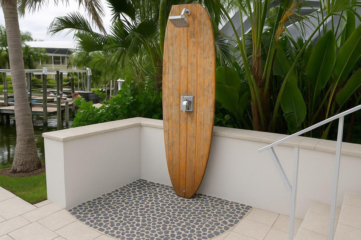 Surfboard Shower Panel – Retro Beach Design