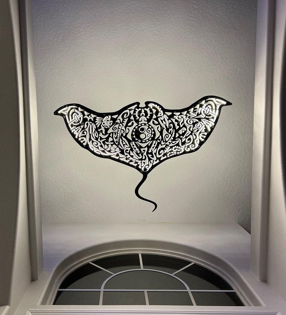 Manta Ray Ceiling Light – Ocean Spirit LED Sculpture (40 inches)